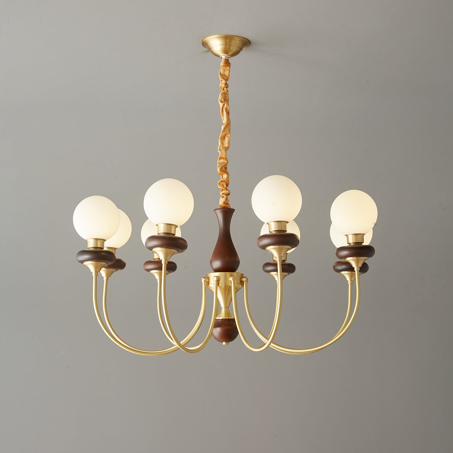 Cotheor Vintage Traditional Arc Wood Glass Chandelier-Neutral Decor