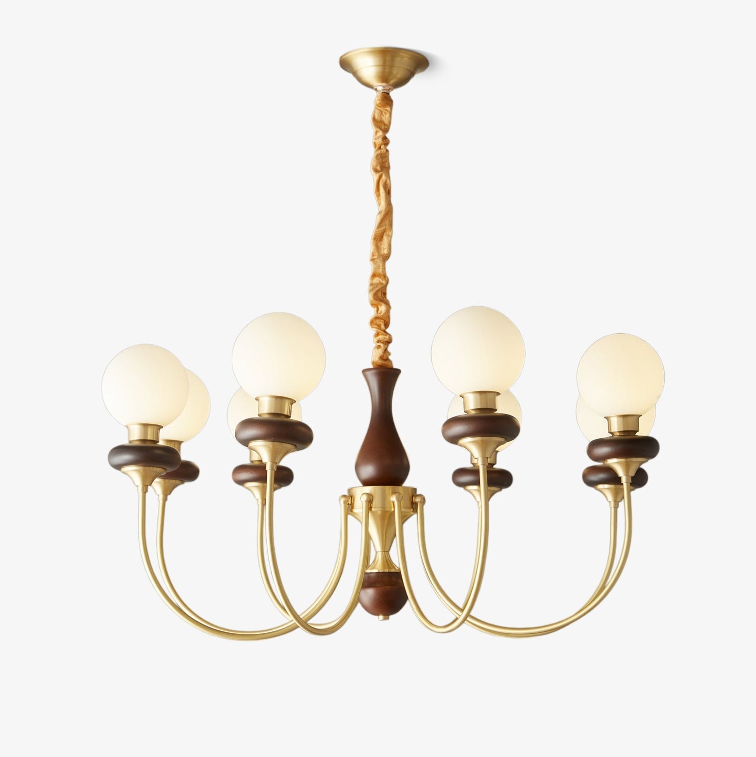 Cotheor Vintage Traditional Arc Wood Glass Chandelier-Neutral Decor