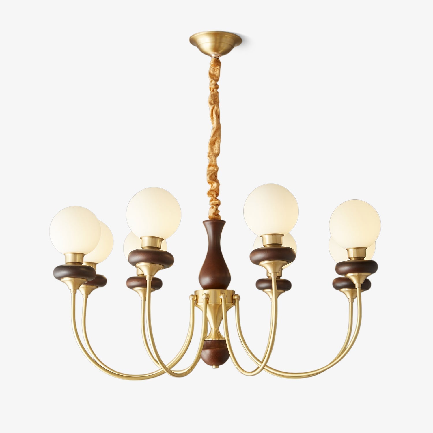 Cotheor Vintage Traditional Arc Wood Glass Chandelier-Neutral Decor