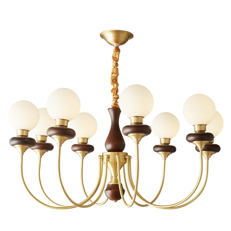 Cotheor Vintage Traditional Arc Wood Glass Chandelier-Neutral Decor