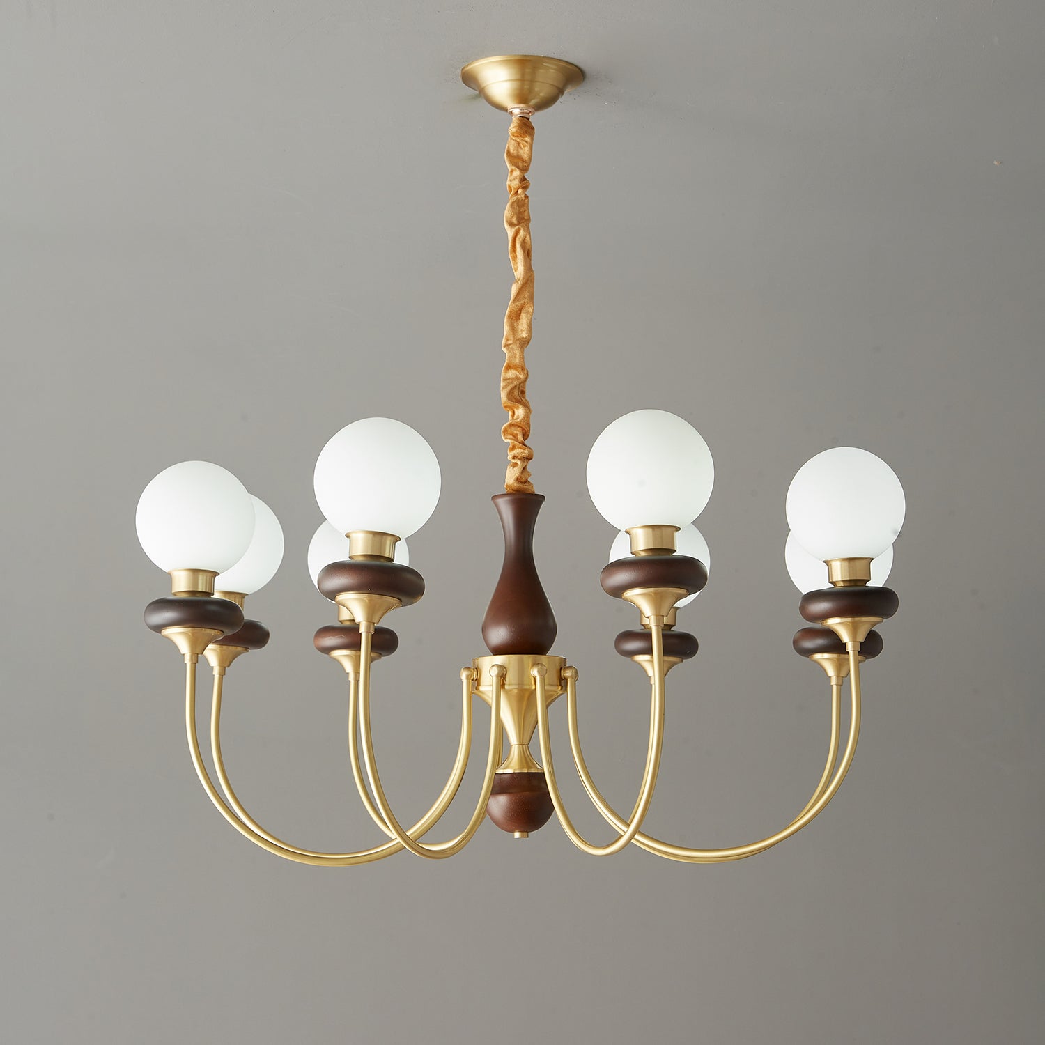 Cotheor Vintage Traditional Arc Wood Glass Chandelier-Neutral Decor