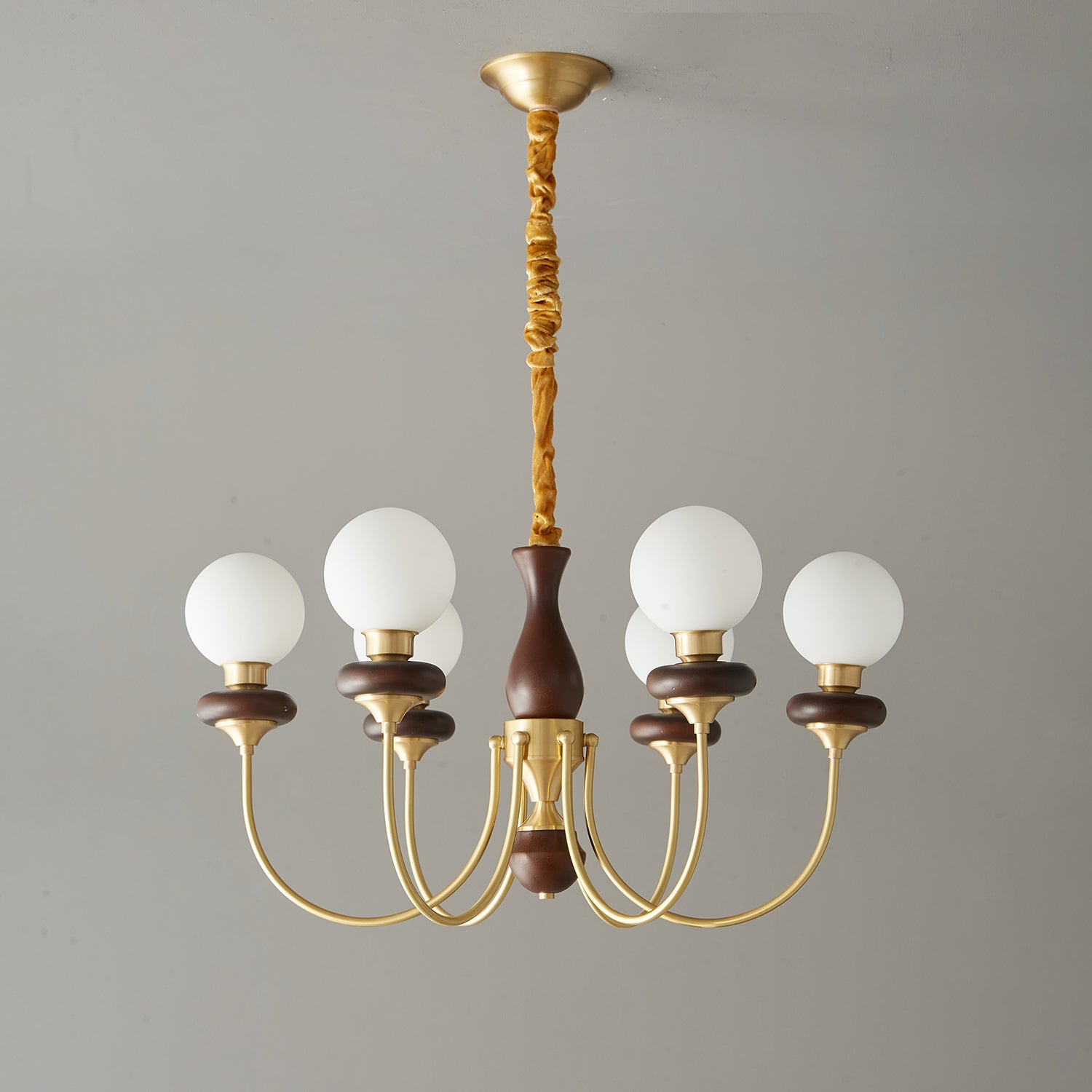 Cotheor Vintage Traditional Arc Wood Glass Chandelier-Neutral Decor