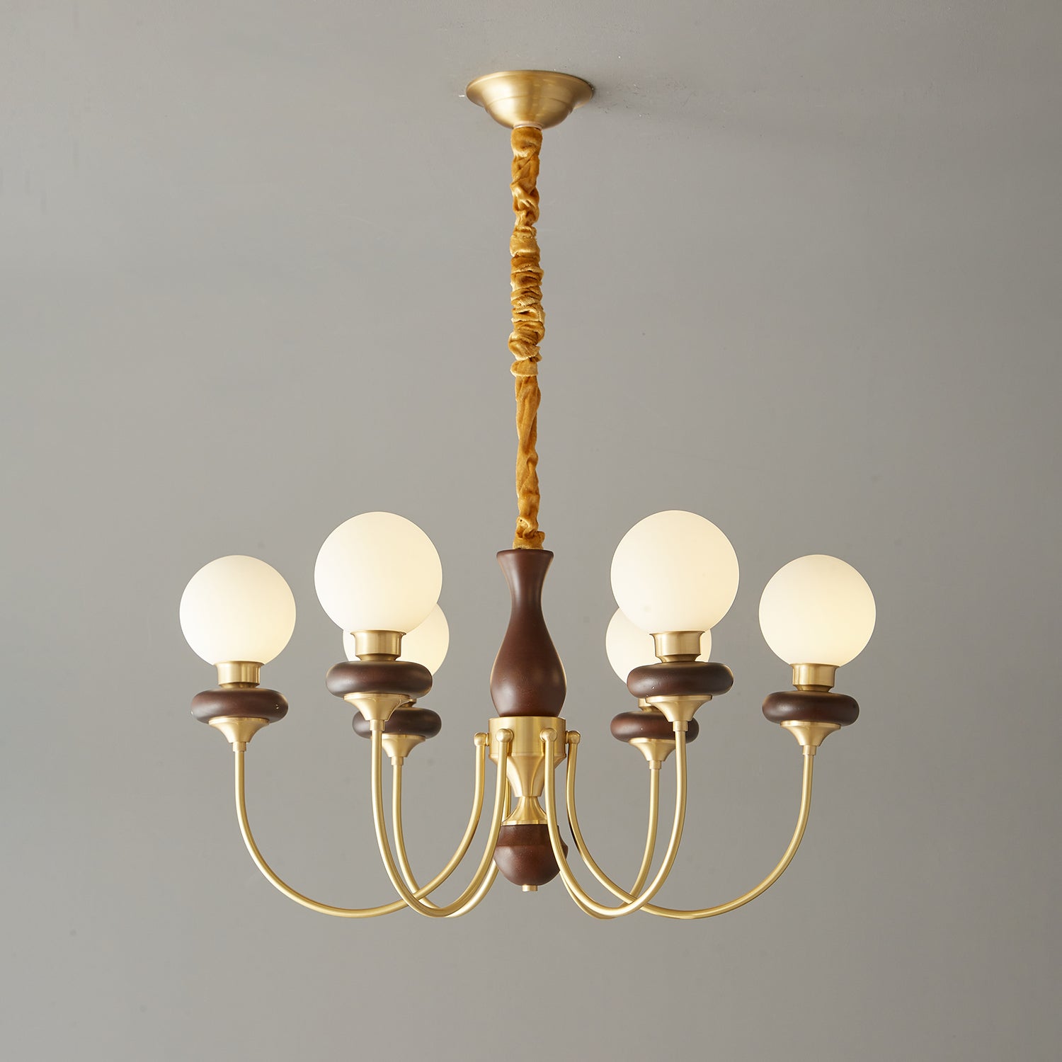 Cotheor Vintage Traditional Arc Wood Glass Chandelier-Neutral Decor