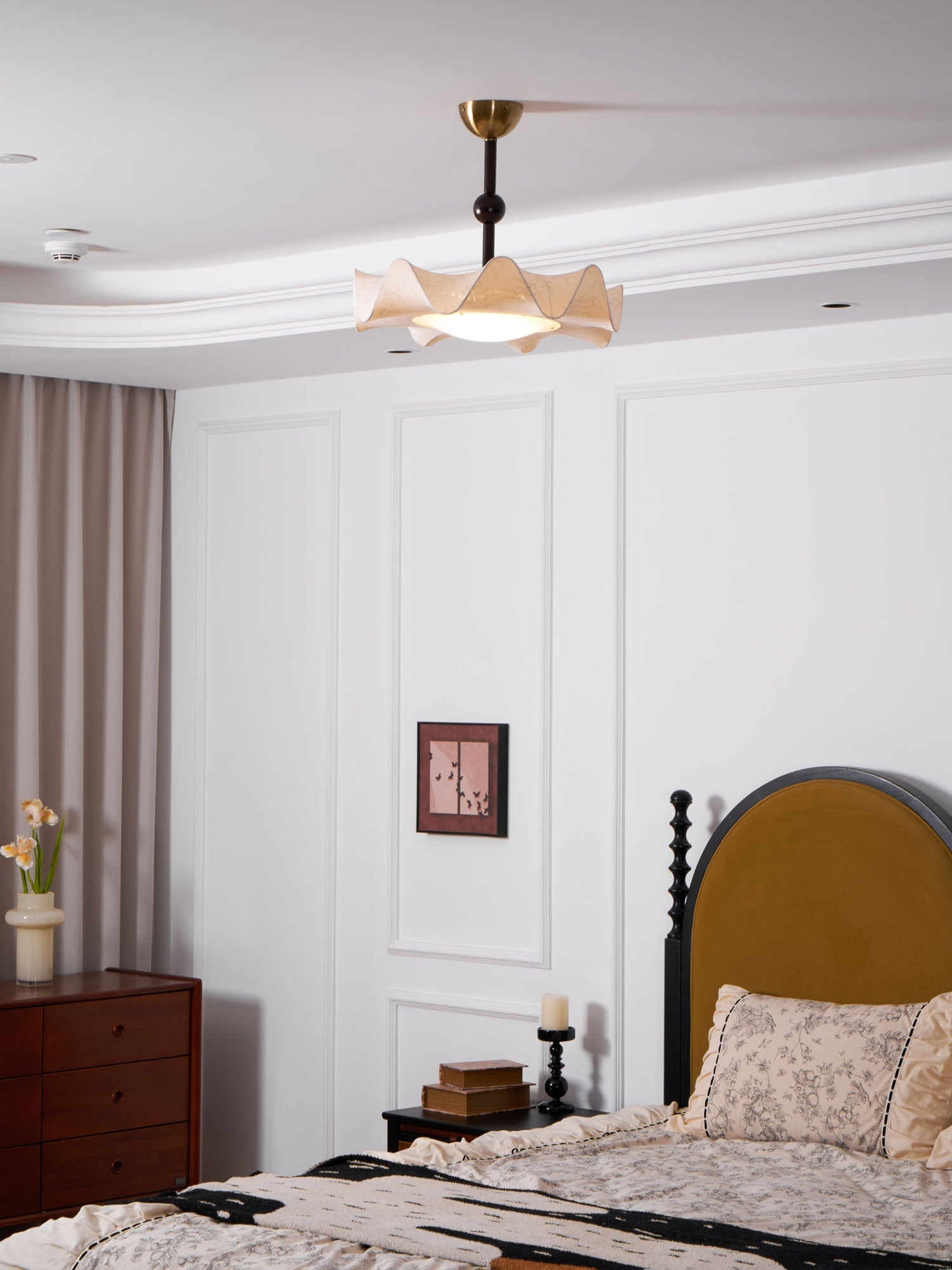Avlorus Traditional Premium Elegance Wood Fabric Ceiling Light-Neutral Decor
