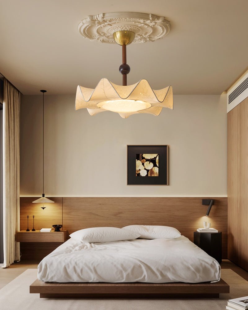 Avlorus Traditional Premium Elegance Wood Fabric Ceiling Light-Neutral Decor