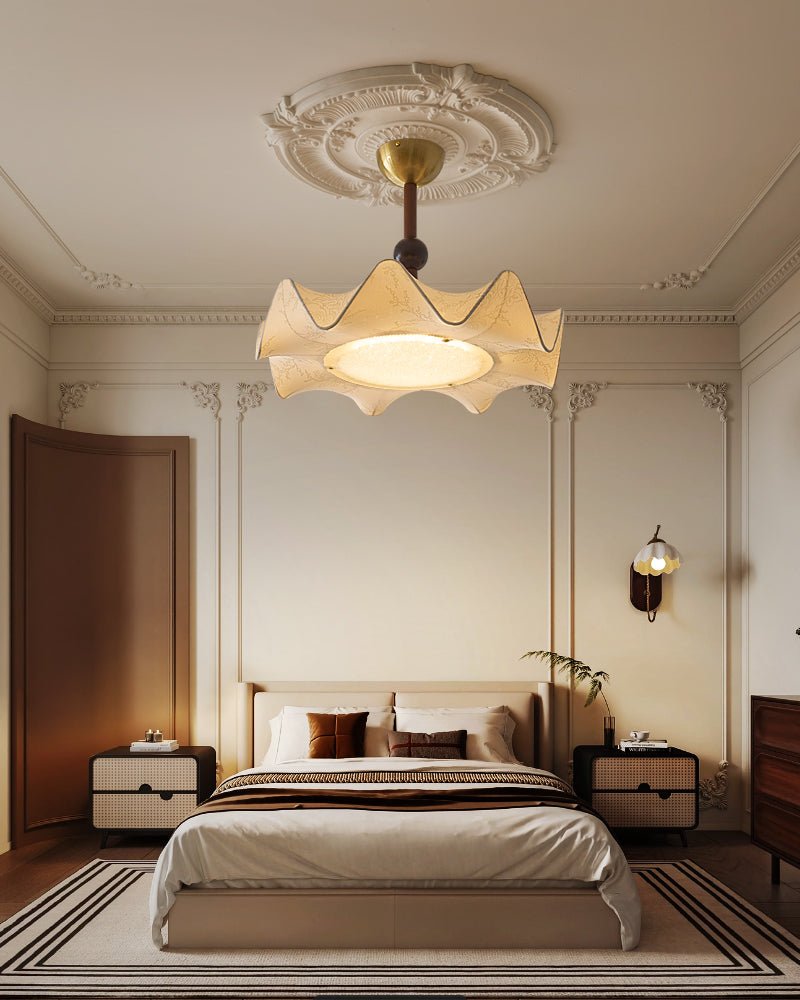Avlorus Traditional Premium Elegance Wood Fabric Ceiling Light-Neutral Decor