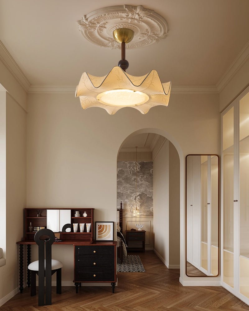 Avlorus Traditional Premium Elegance Wood Fabric Ceiling Light-Neutral Decor