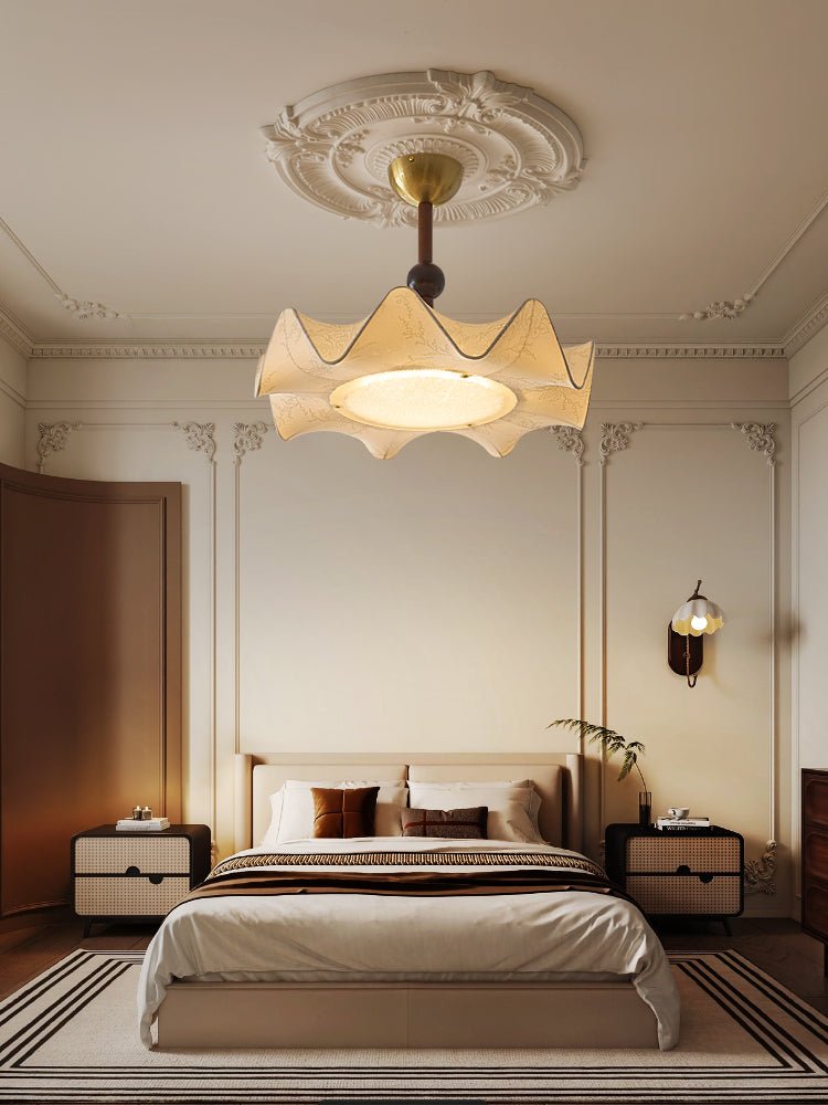 Avlorus Traditional Premium Elegance Wood Fabric Ceiling Light-Neutral Decor