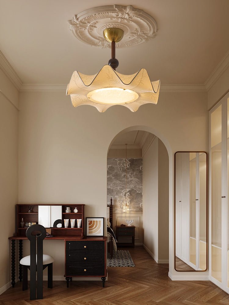 Avlorus Traditional Premium Elegance Wood Fabric Ceiling Light-Neutral Decor