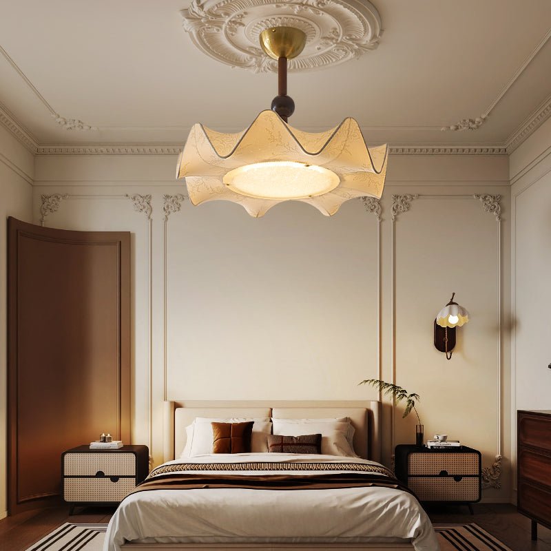 Avlorus Traditional Premium Elegance Wood Fabric Ceiling Light-Neutral Decor