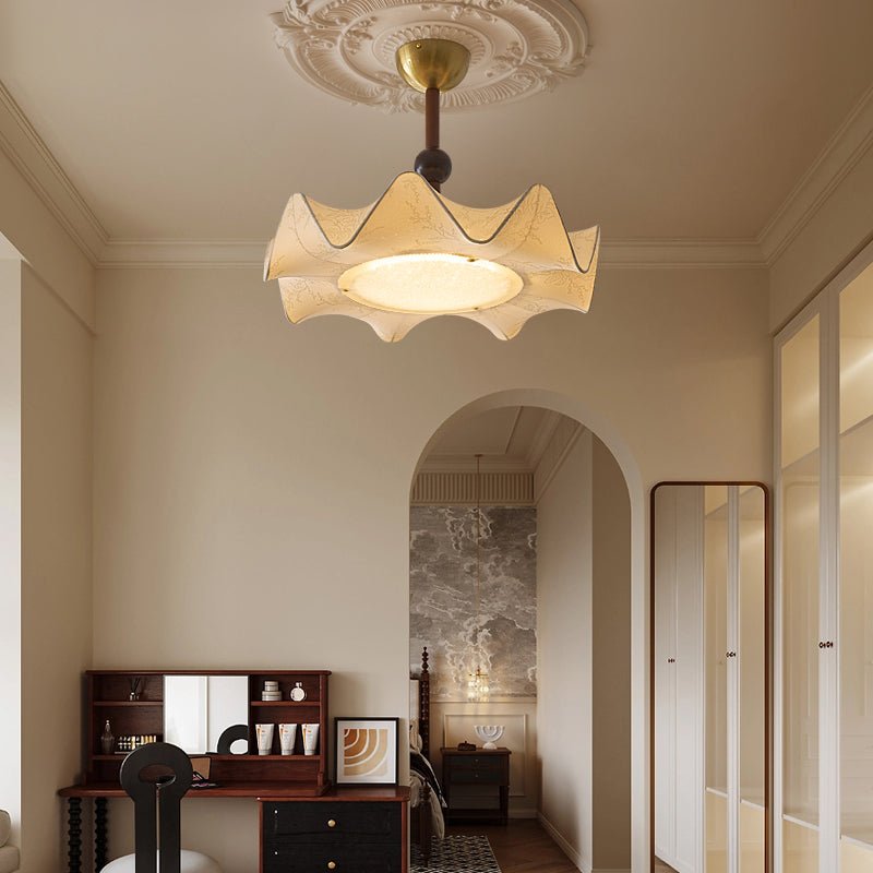 Avlorus Traditional Premium Elegance Wood Fabric Ceiling Light-Neutral Decor