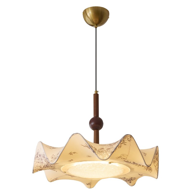 Zoshaos Traditional Elegance Vintage Fabric Wood Pendant Light-Neutral Decor
