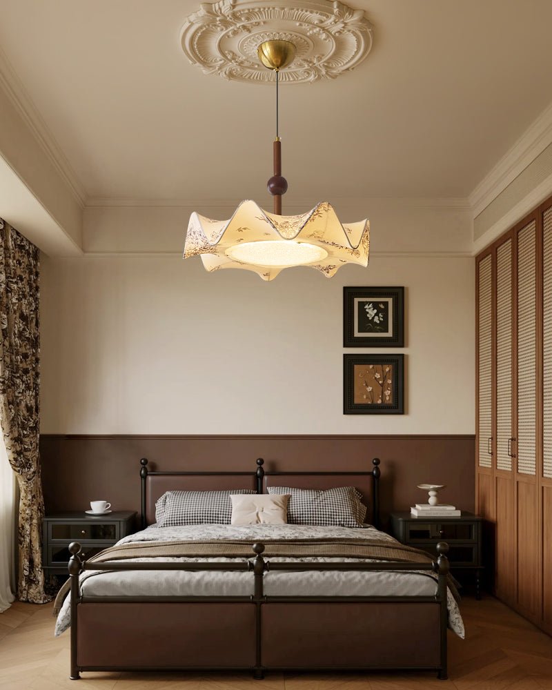 Zoshaos Traditional Elegance Vintage Fabric Wood Pendant Light-Neutral Decor