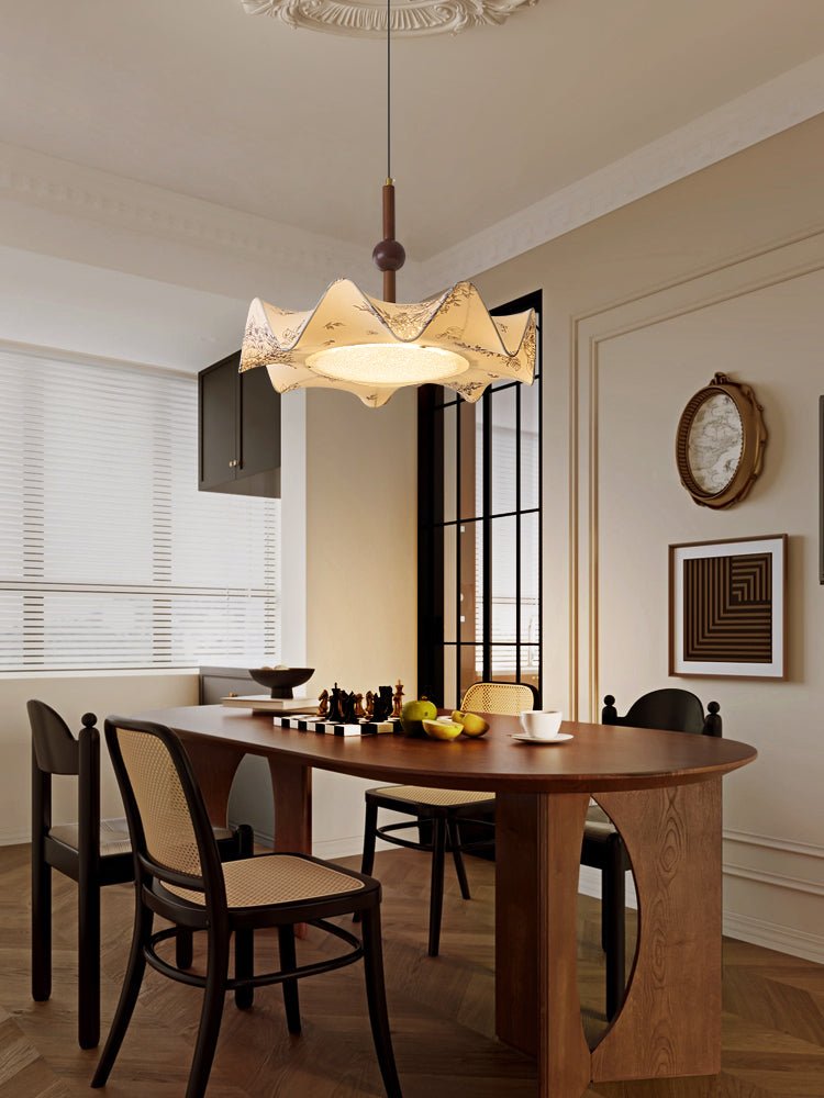 Zoshaos Traditional Elegance Vintage Fabric Wood Pendant Light-Neutral Decor