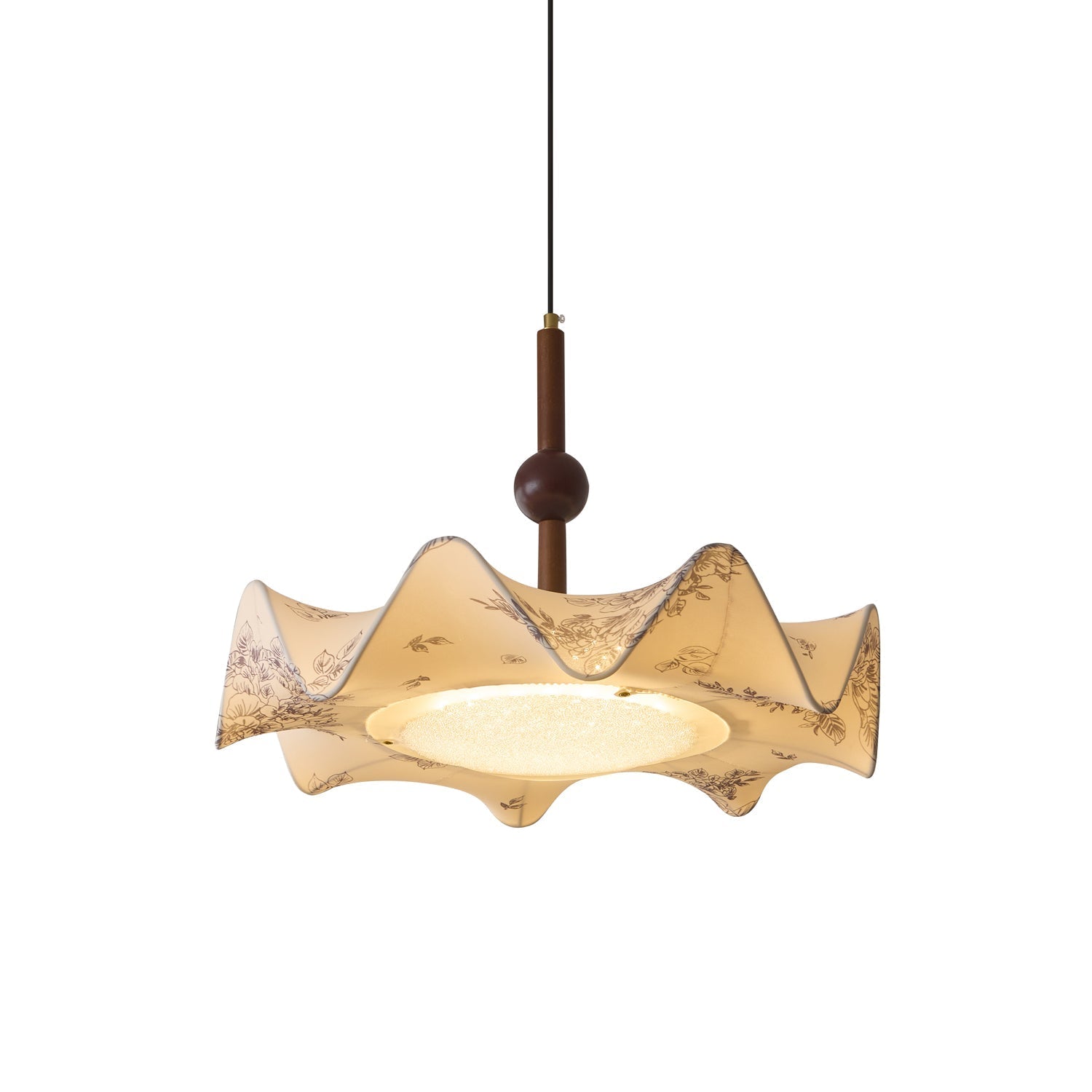 Zoshaos Traditional Elegance Vintage Fabric Wood Pendant Light-Neutral Decor