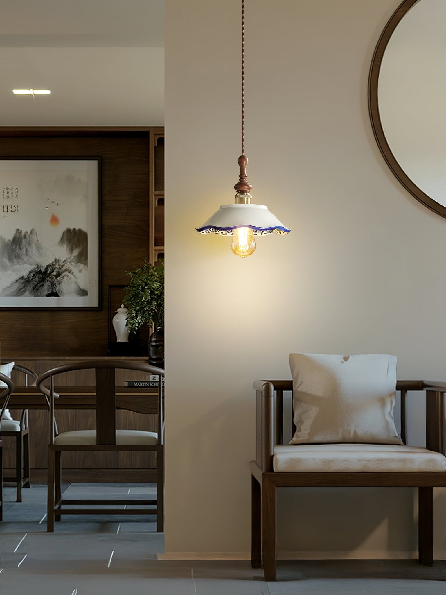 Ciraeor Delft Ceramic Pendant Light-Neutral Decor