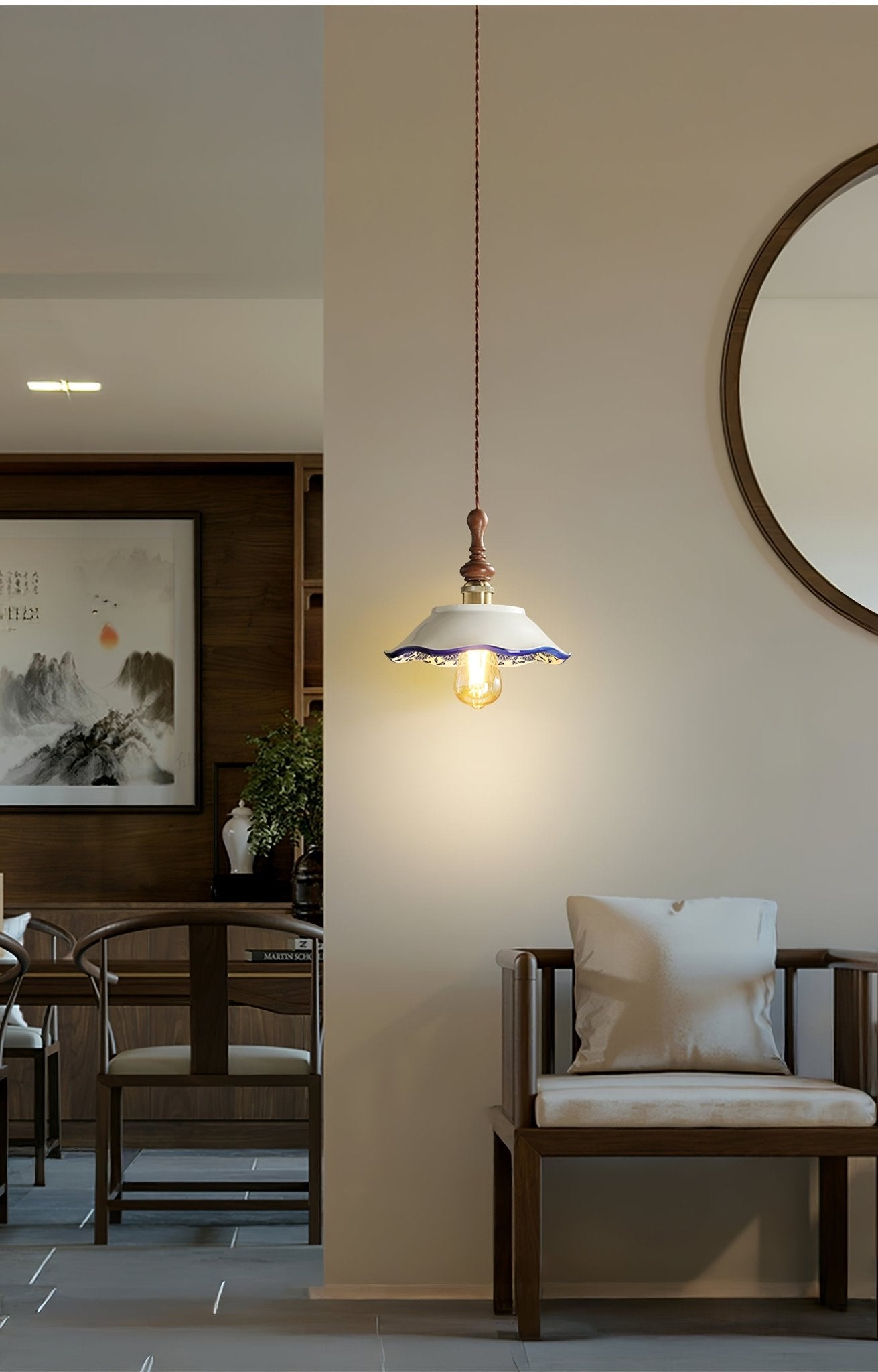 Ciraeor Delft Ceramic Pendant Light-Neutral Decor