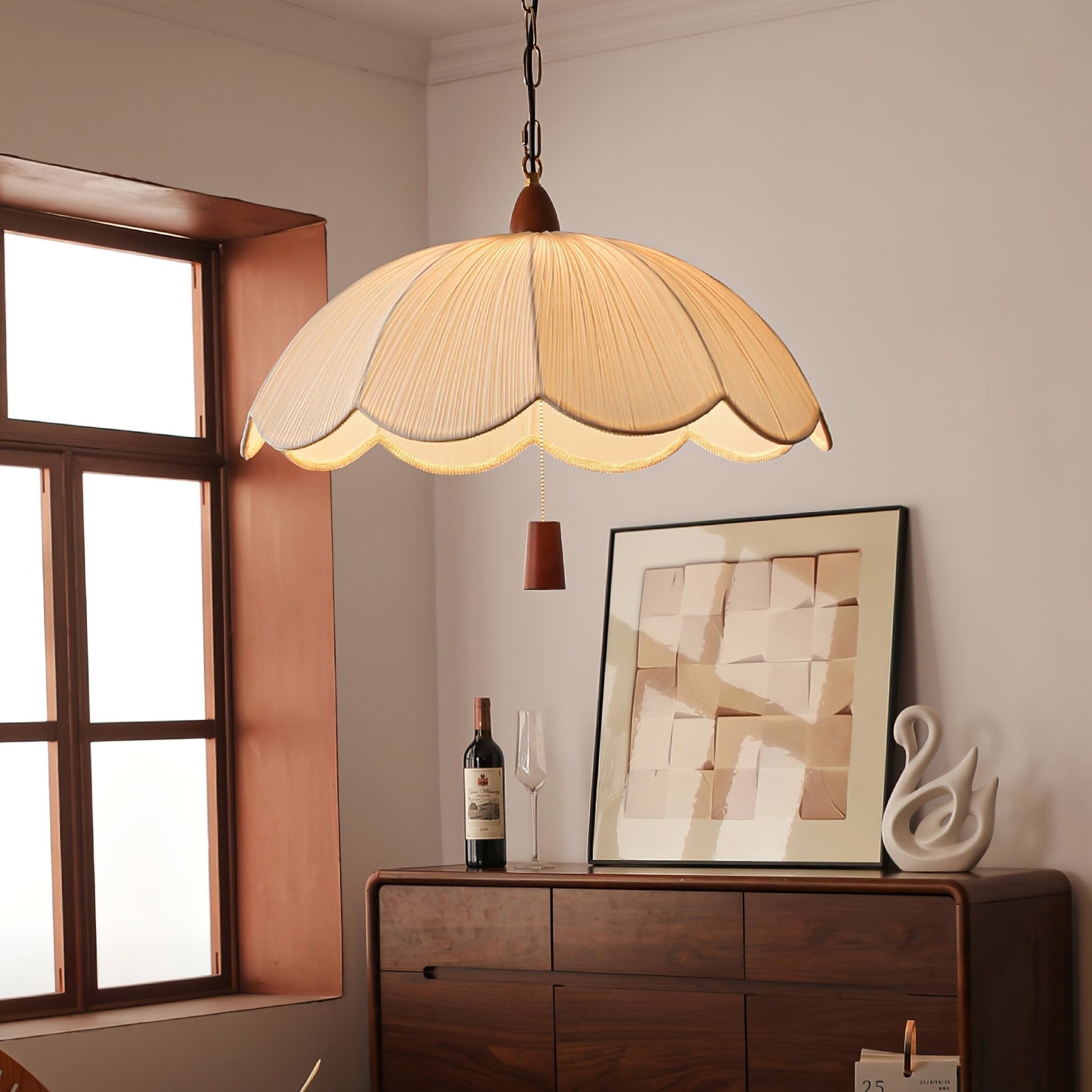 Vephael Art Nouveau Fabric Pendant Light-Neutral Decor