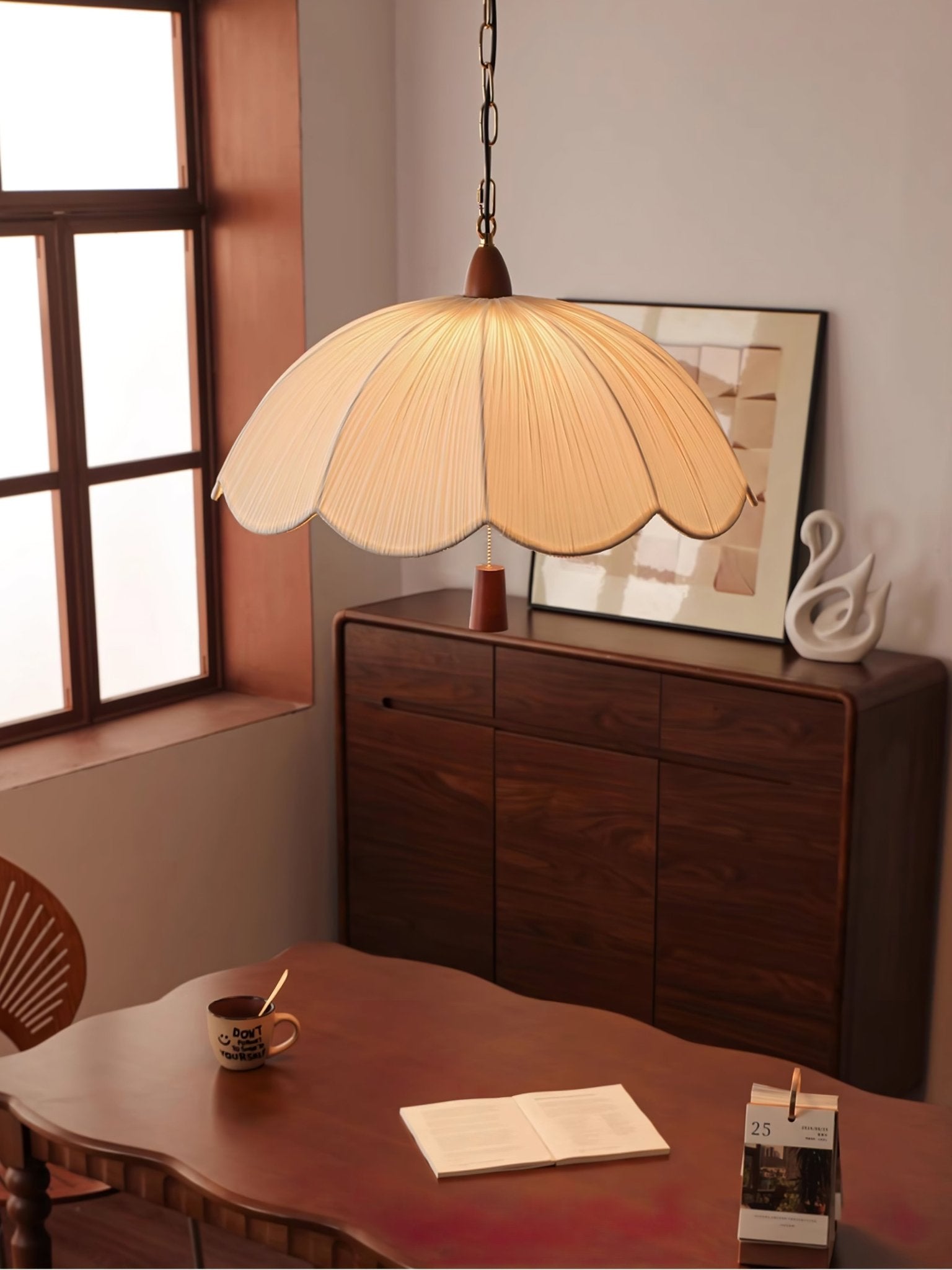 Vephael Art Nouveau Fabric Pendant Light-Neutral Decor