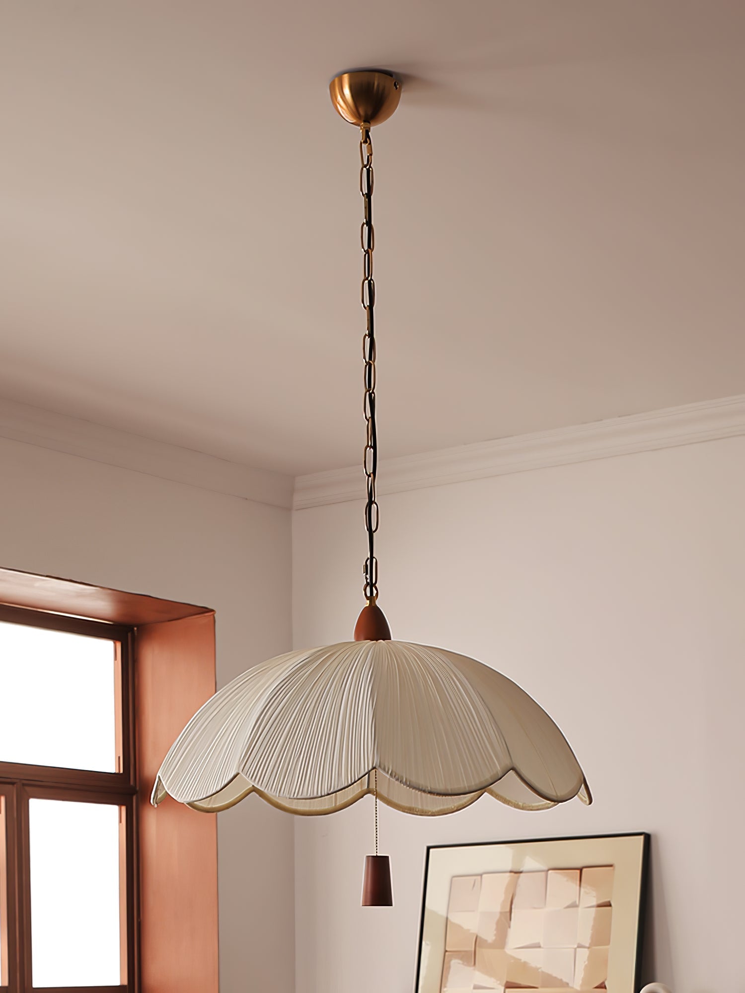 Vephael Art Nouveau Fabric Pendant Light-Neutral Decor
