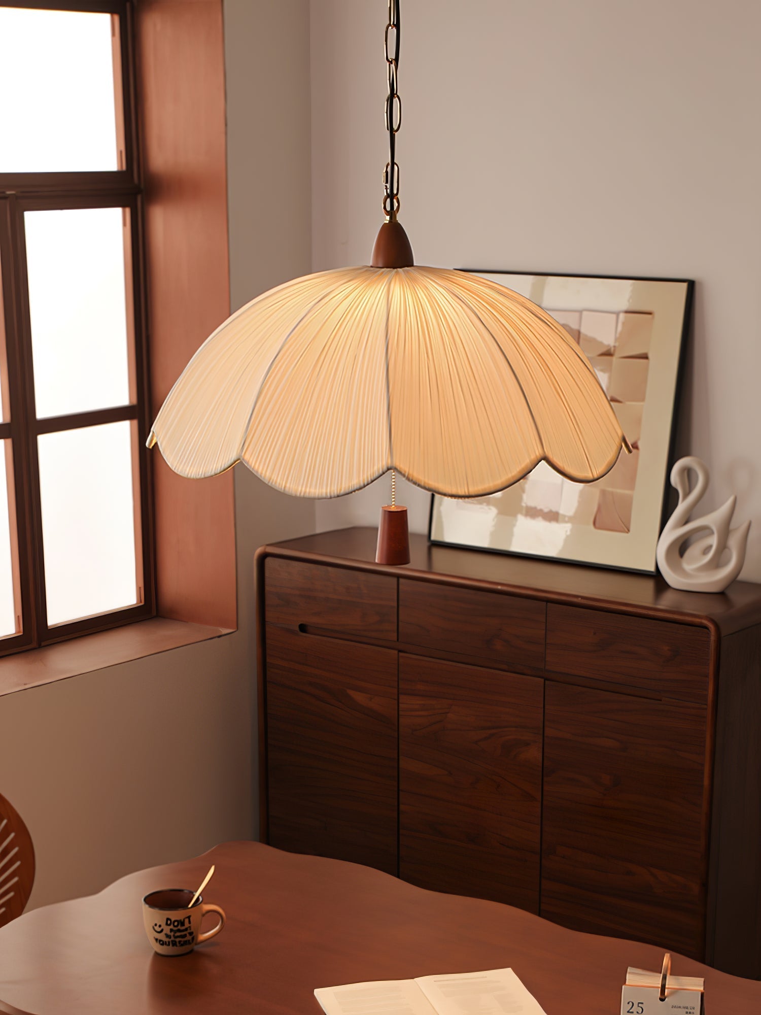 Vephael Art Nouveau Fabric Pendant Light-Neutral Decor