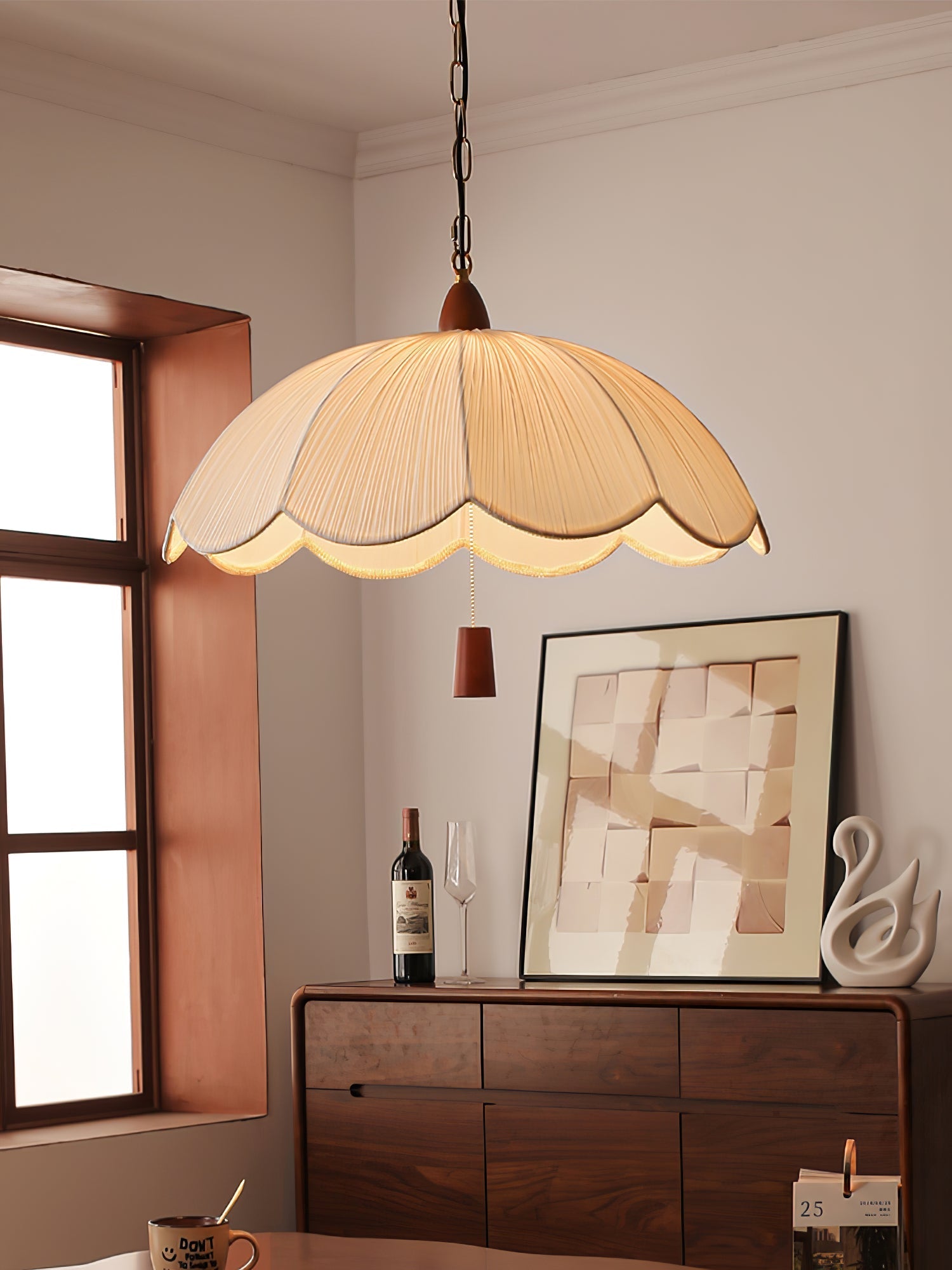 Vephael Art Nouveau Fabric Pendant Light-Neutral Decor