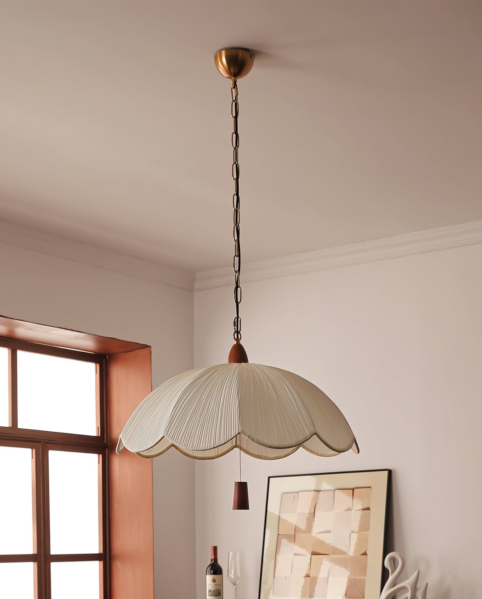 Vephael Art Nouveau Fabric Pendant Light-Neutral Decor