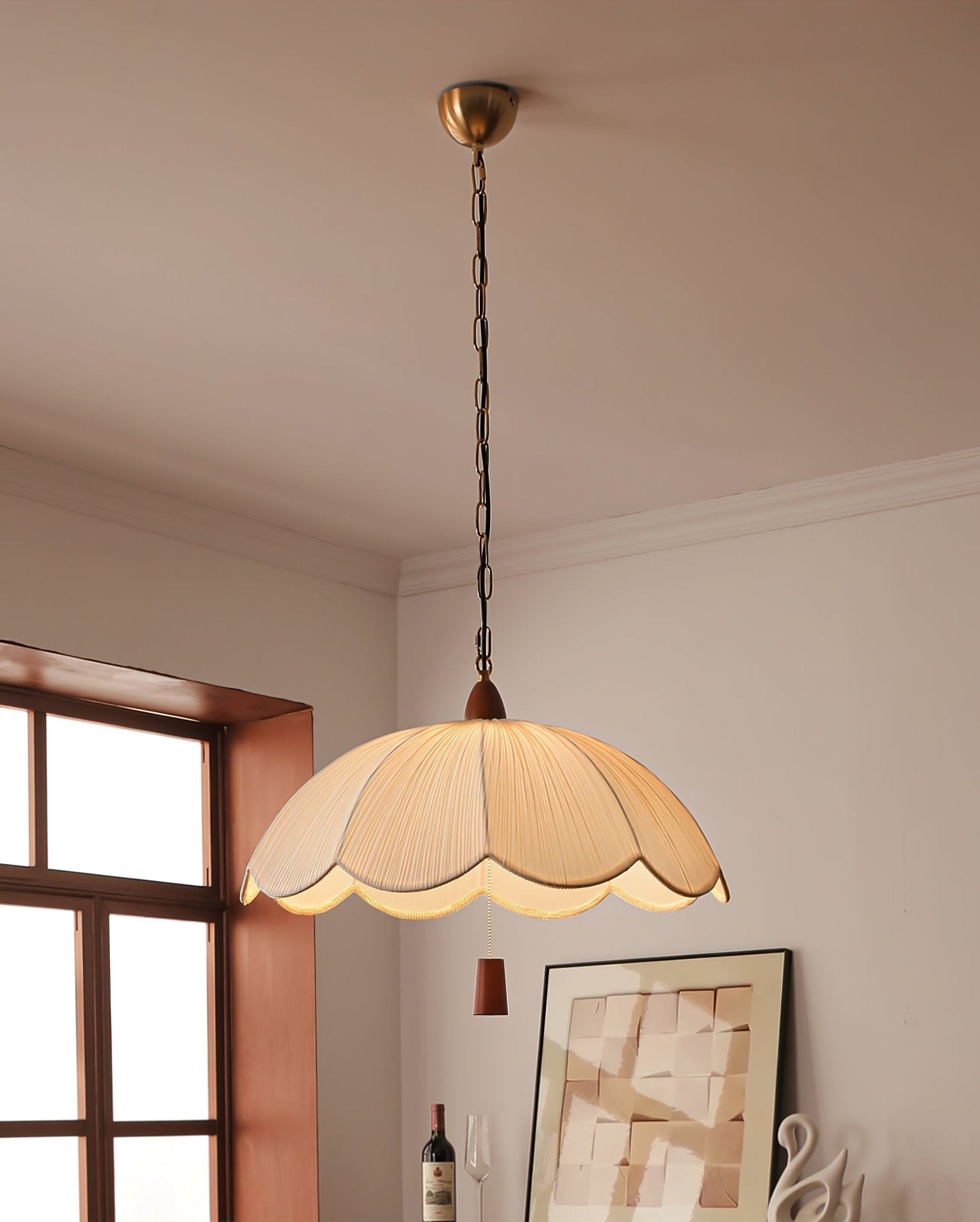 Vephael Art Nouveau Fabric Pendant Light-Neutral Decor