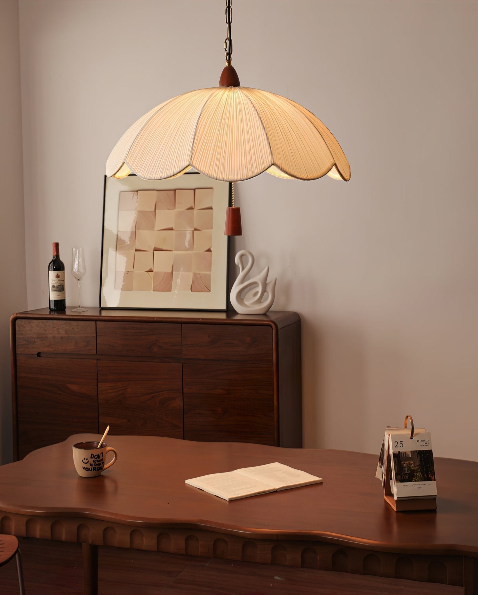 Vephael Art Nouveau Fabric Pendant Light-Neutral Decor