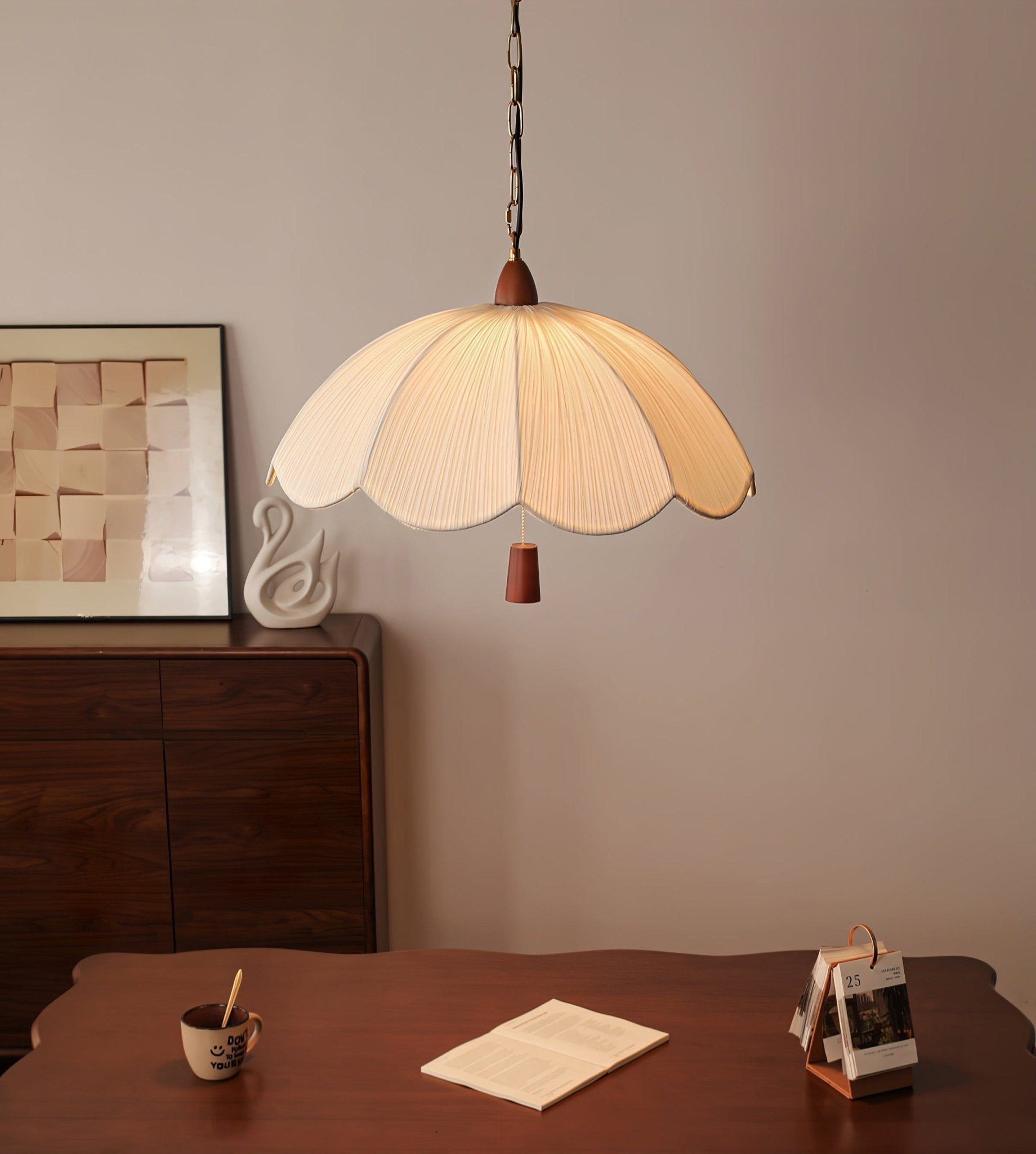 Vephael Art Nouveau Fabric Pendant Light-Neutral Decor