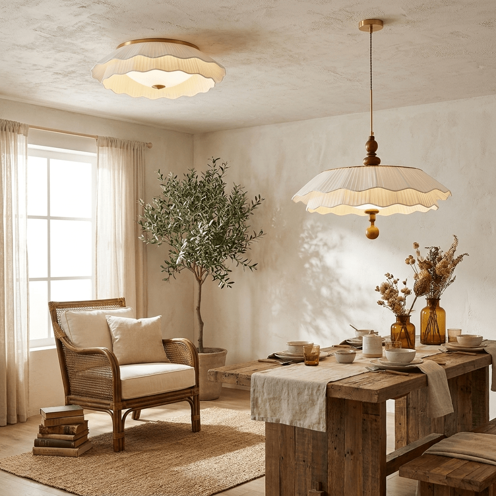 Belle Epoque Pleated Ceiling Light-Neutral Decor