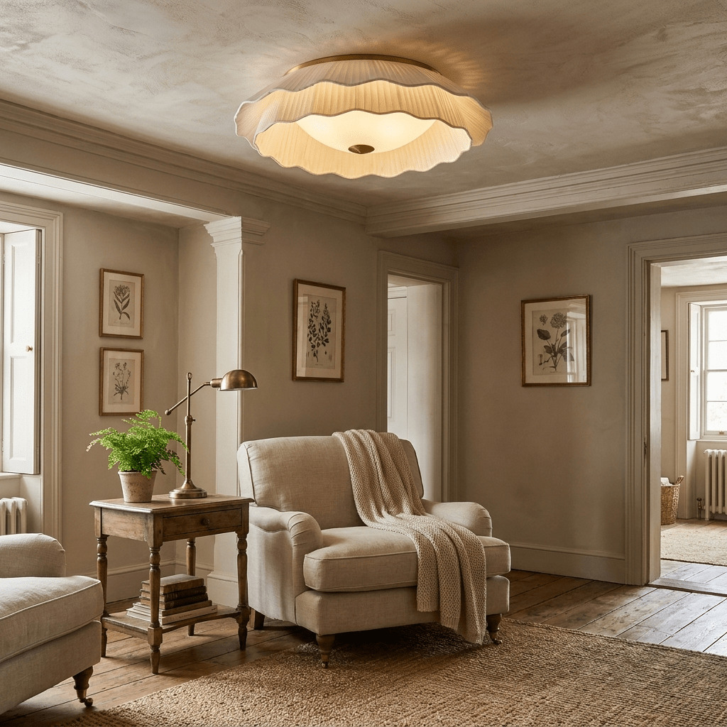 Belle Epoque Pleated Ceiling Light-Neutral Decor