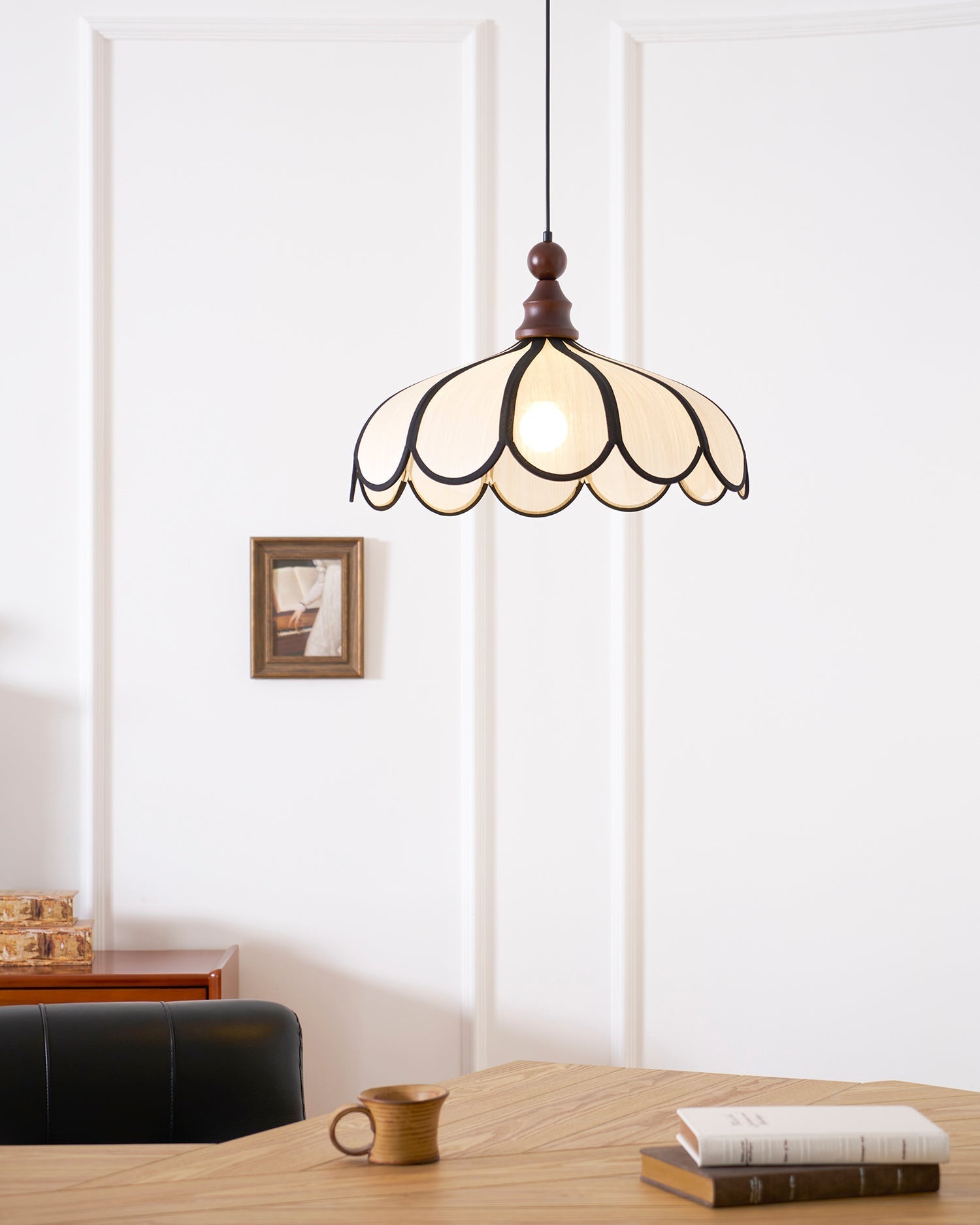 View from below the Botan Pendant Light, showing the bulb housing.