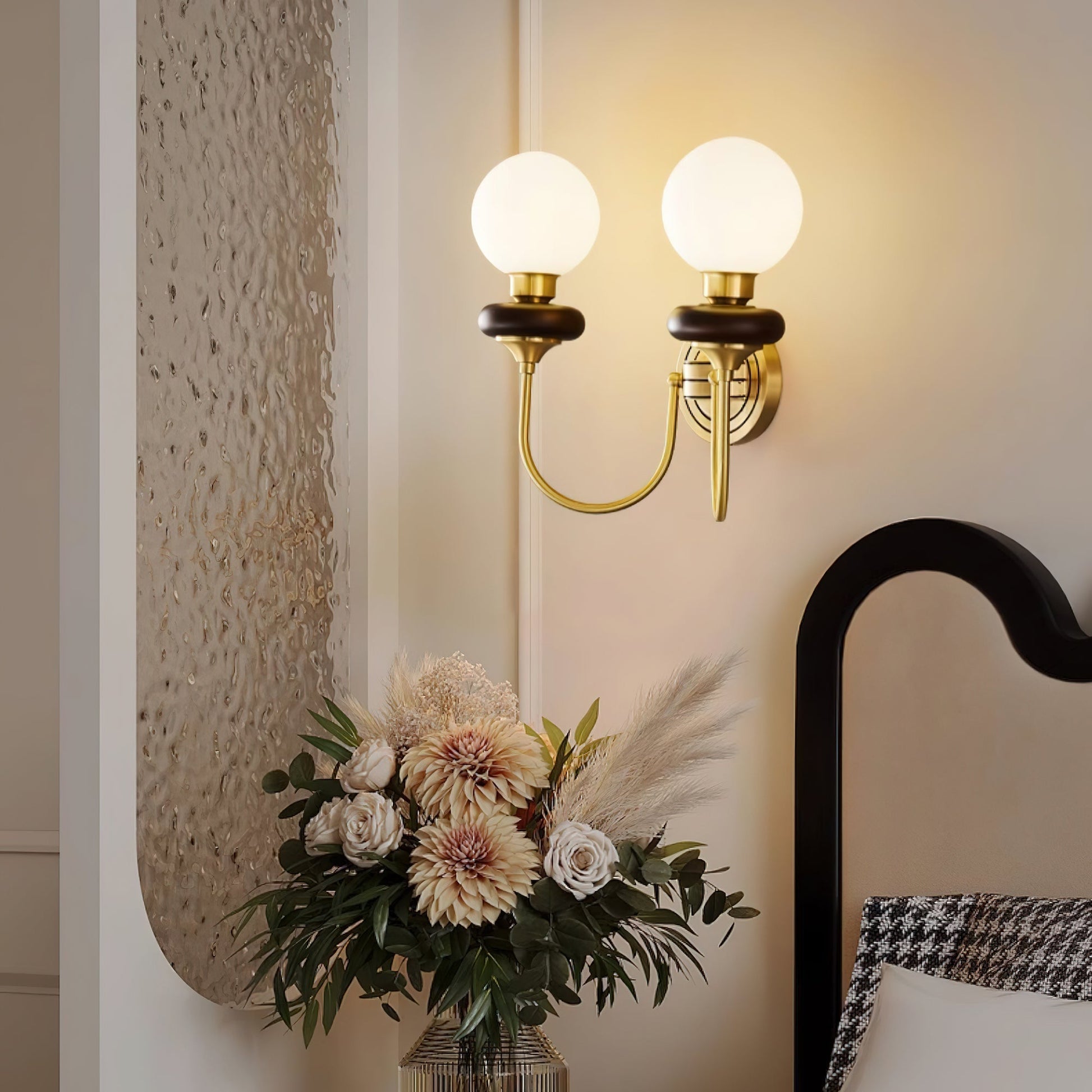 Kiroxen Wall Lamp Premium Nordic Art Walnut Glass-Neutral Decor