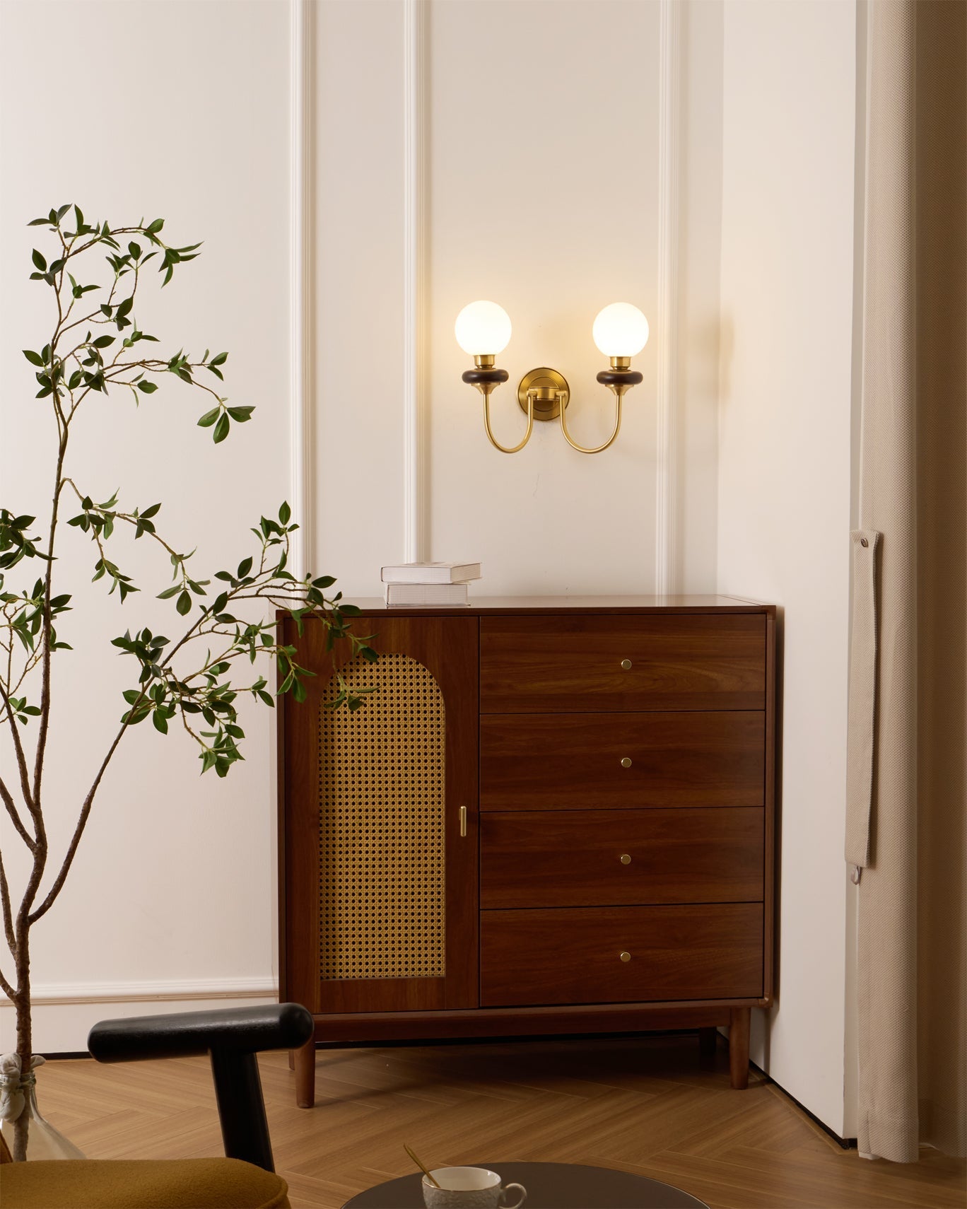 Kiroxen Wall Lamp Premium Nordic Art Walnut Glass-Neutral Decor