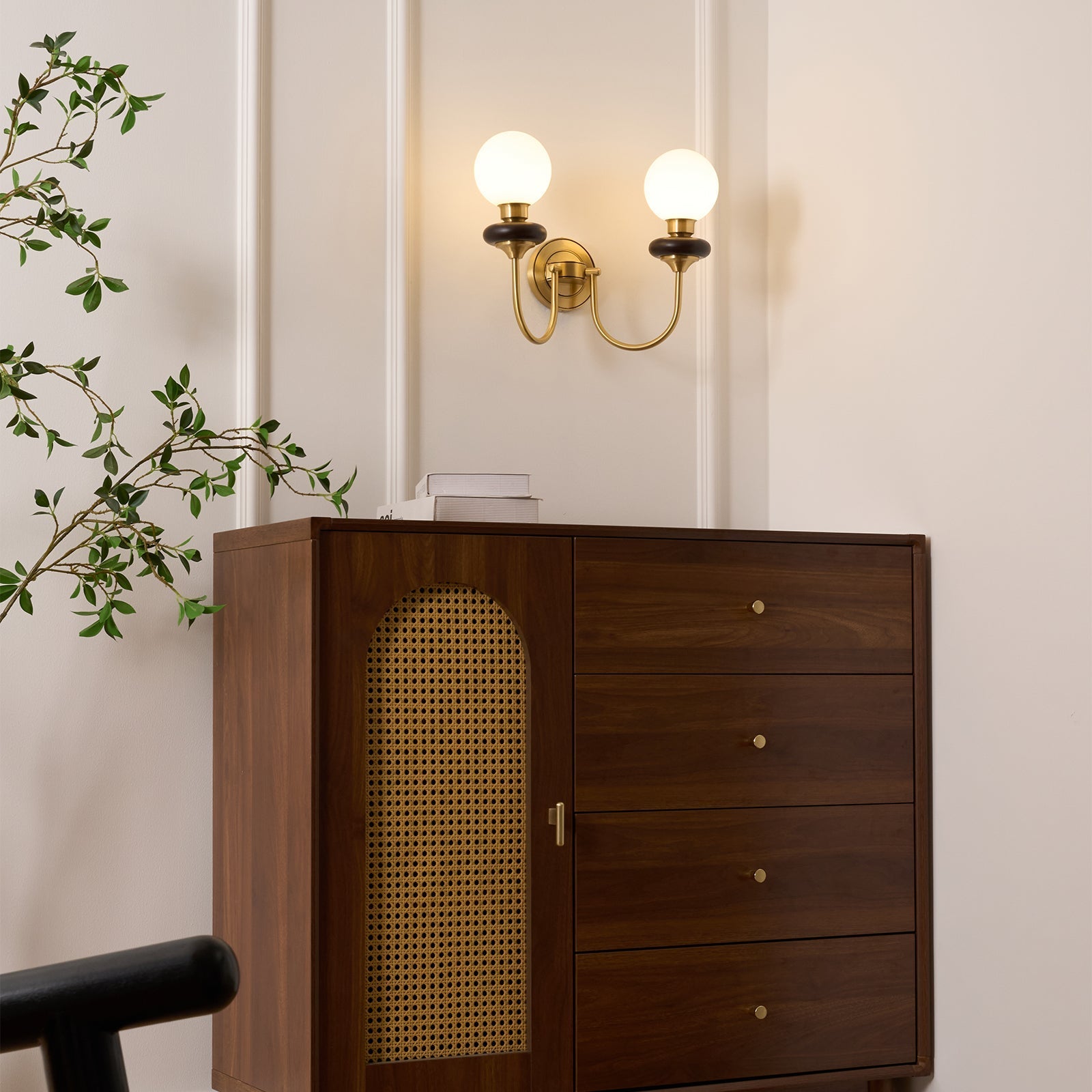 Kiroxen Wall Lamp Premium Nordic Art Walnut Glass-Neutral Decor