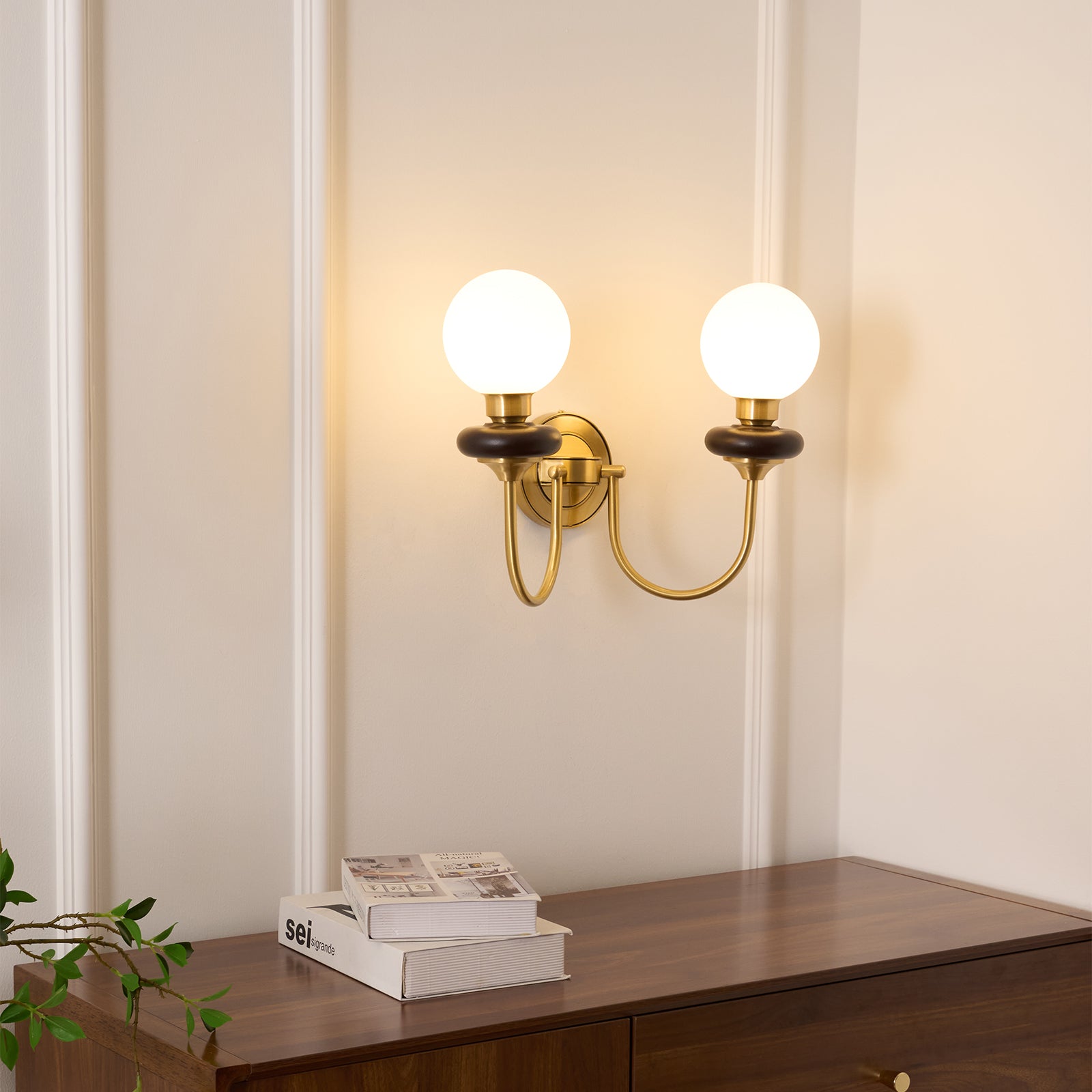 Kiroxen Wall Lamp Premium Nordic Art Walnut Glass-Neutral Decor