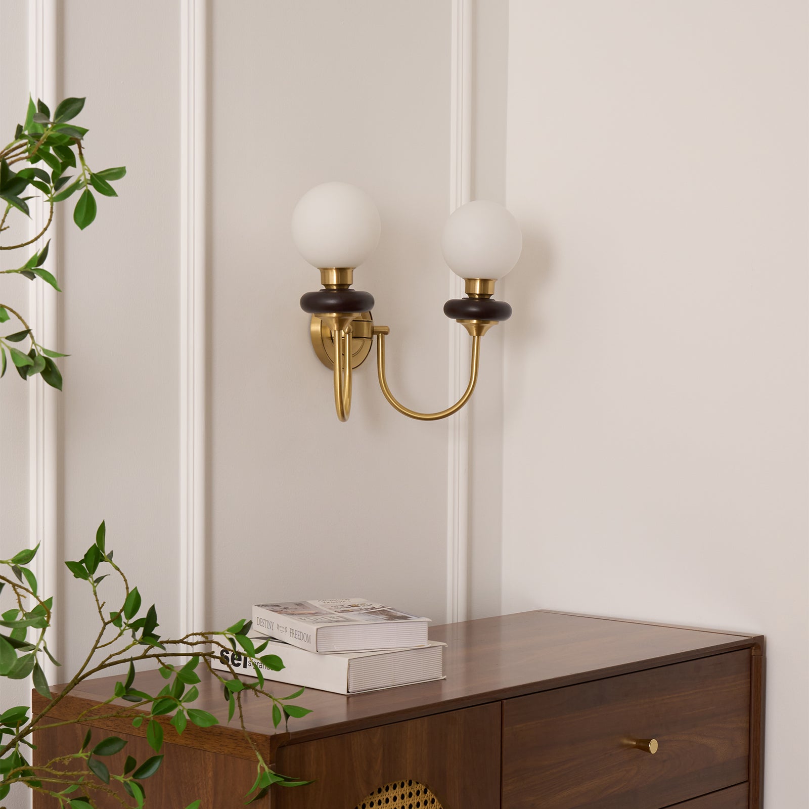 Kiroxen Wall Lamp Premium Nordic Art Walnut Glass-Neutral Decor