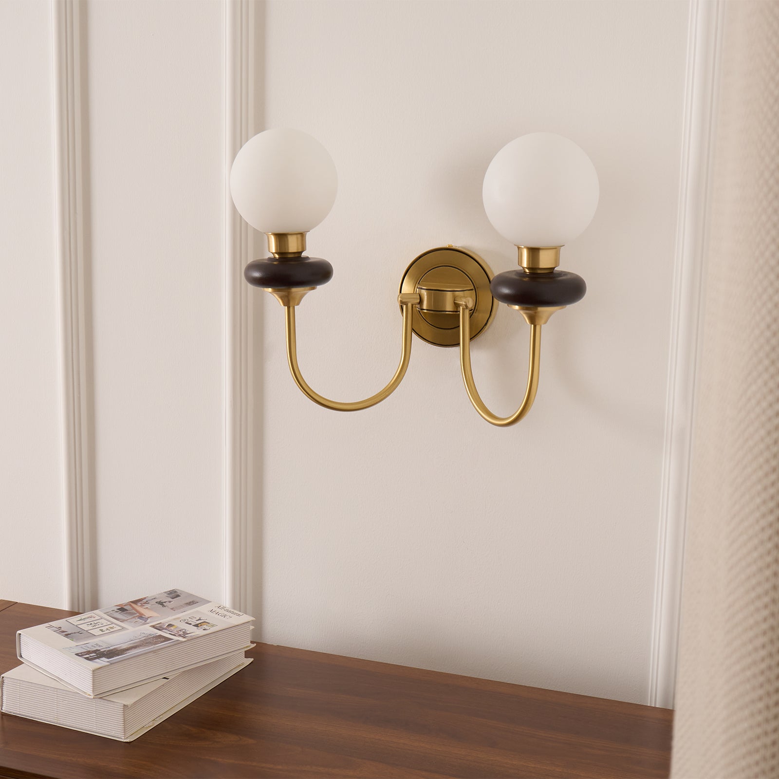 Kiroxen Wall Lamp Premium Nordic Art Walnut Glass-Neutral Decor