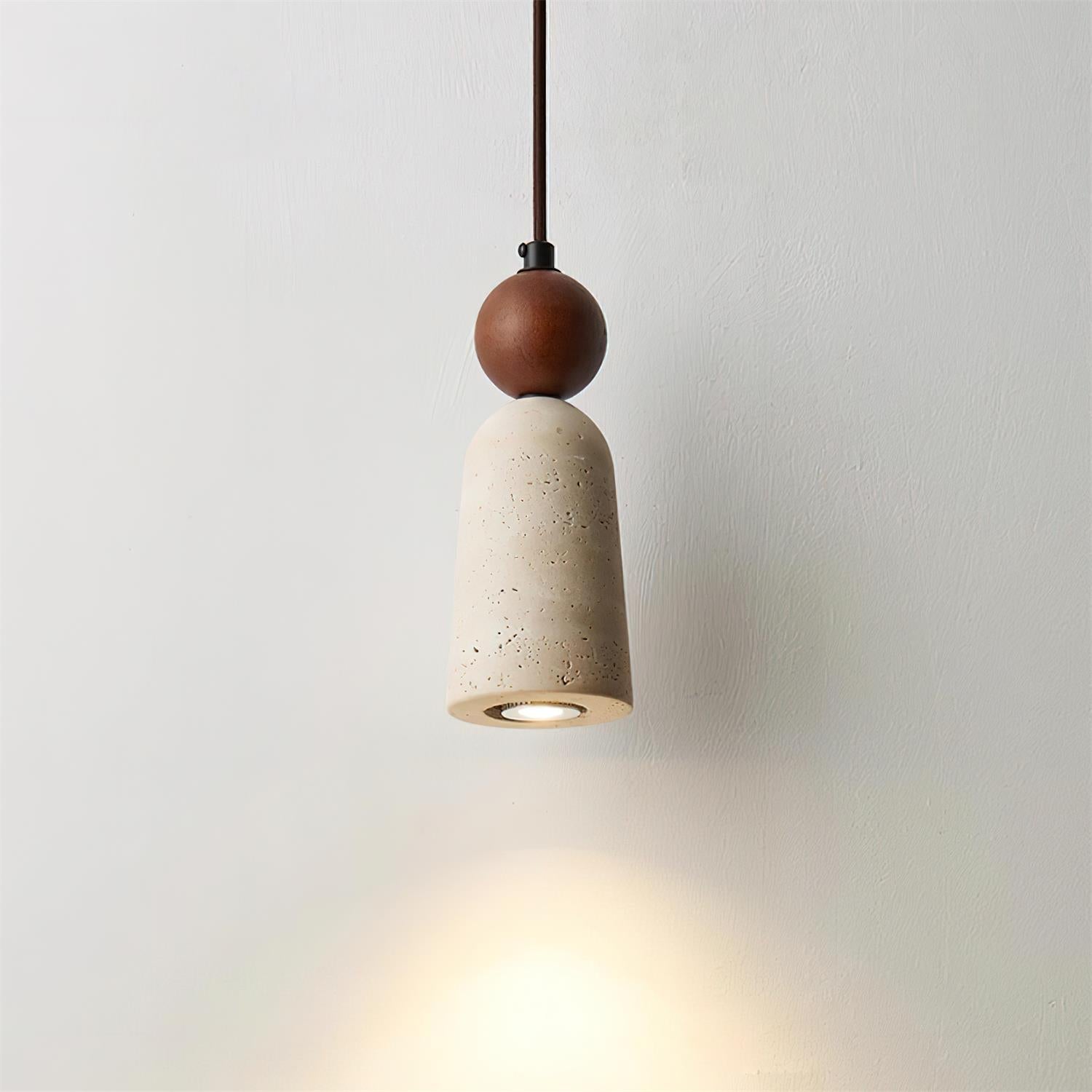 Bellaro Travertine & Wood Pendant Light