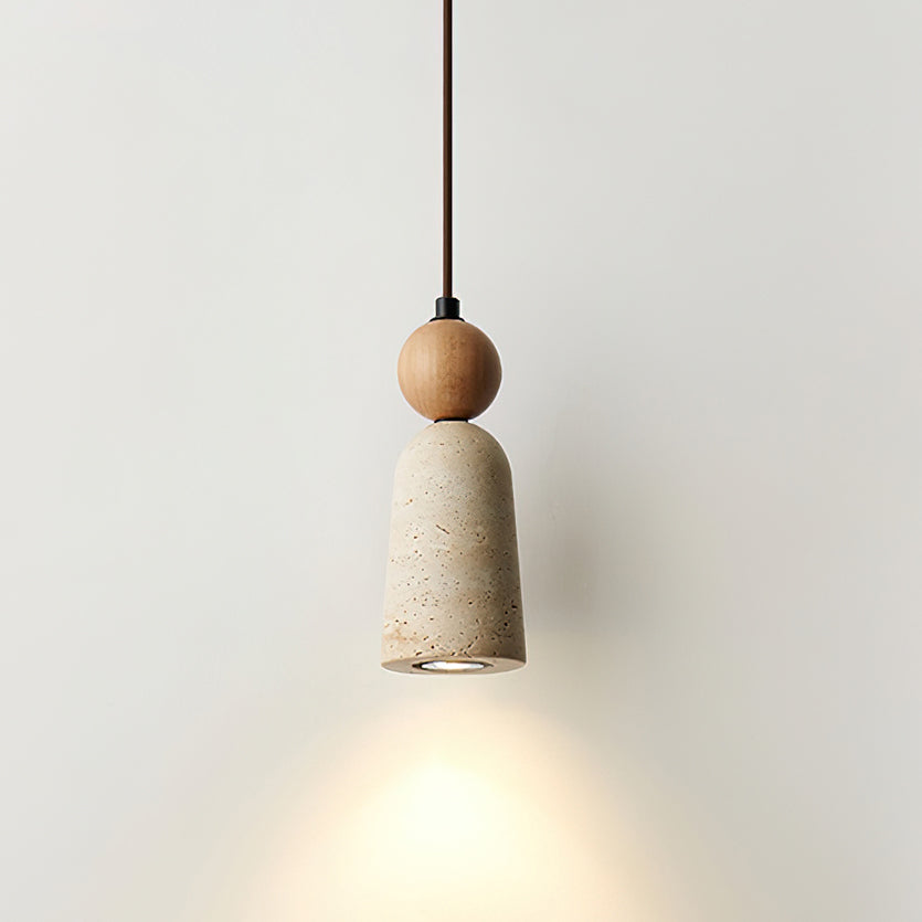 Bellaro Travertine & Wood Pendant Light
