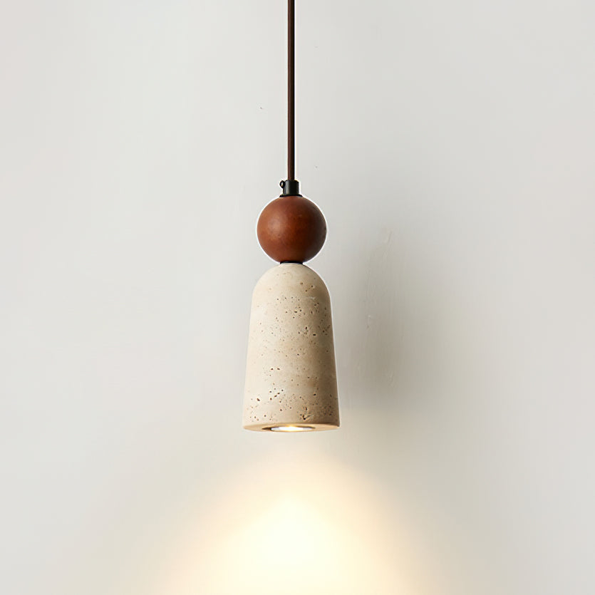 Bellaro Travertine & Wood Pendant Light