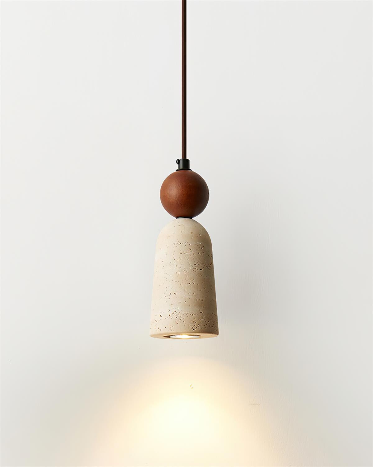 Bellaro Travertine & Wood Pendant Light