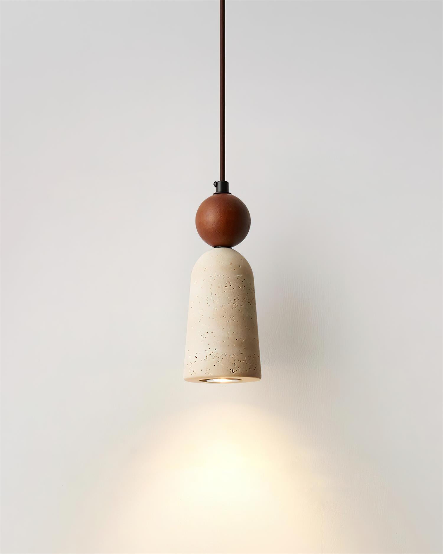 Bellaro Travertine & Wood Pendant Light