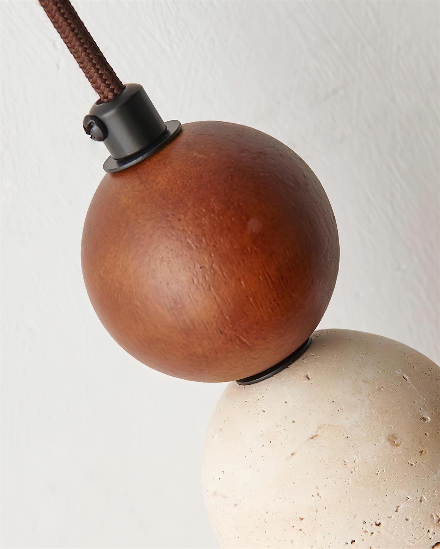 Bellaro Travertine & Wood Pendant Light