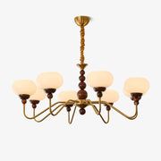 Eamver Chandelier Glass Wood Brass Modern 6-Light-Neutral Decor