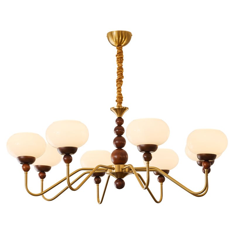Eamver Chandelier Glass Wood Brass Modern 6-Light-Neutral Decor
