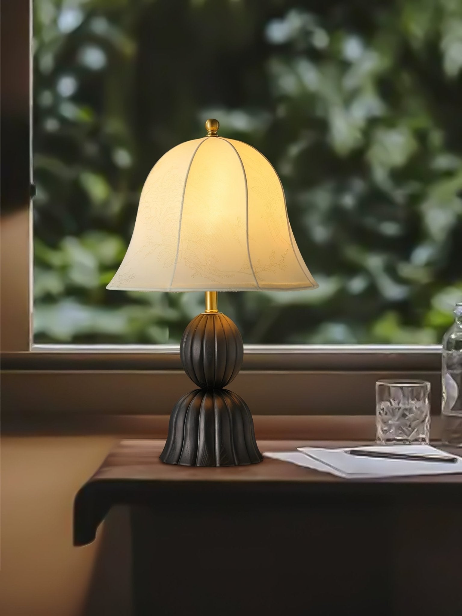 Galenor Fabric Wood Vintage Table Lamp-Neutral Decor