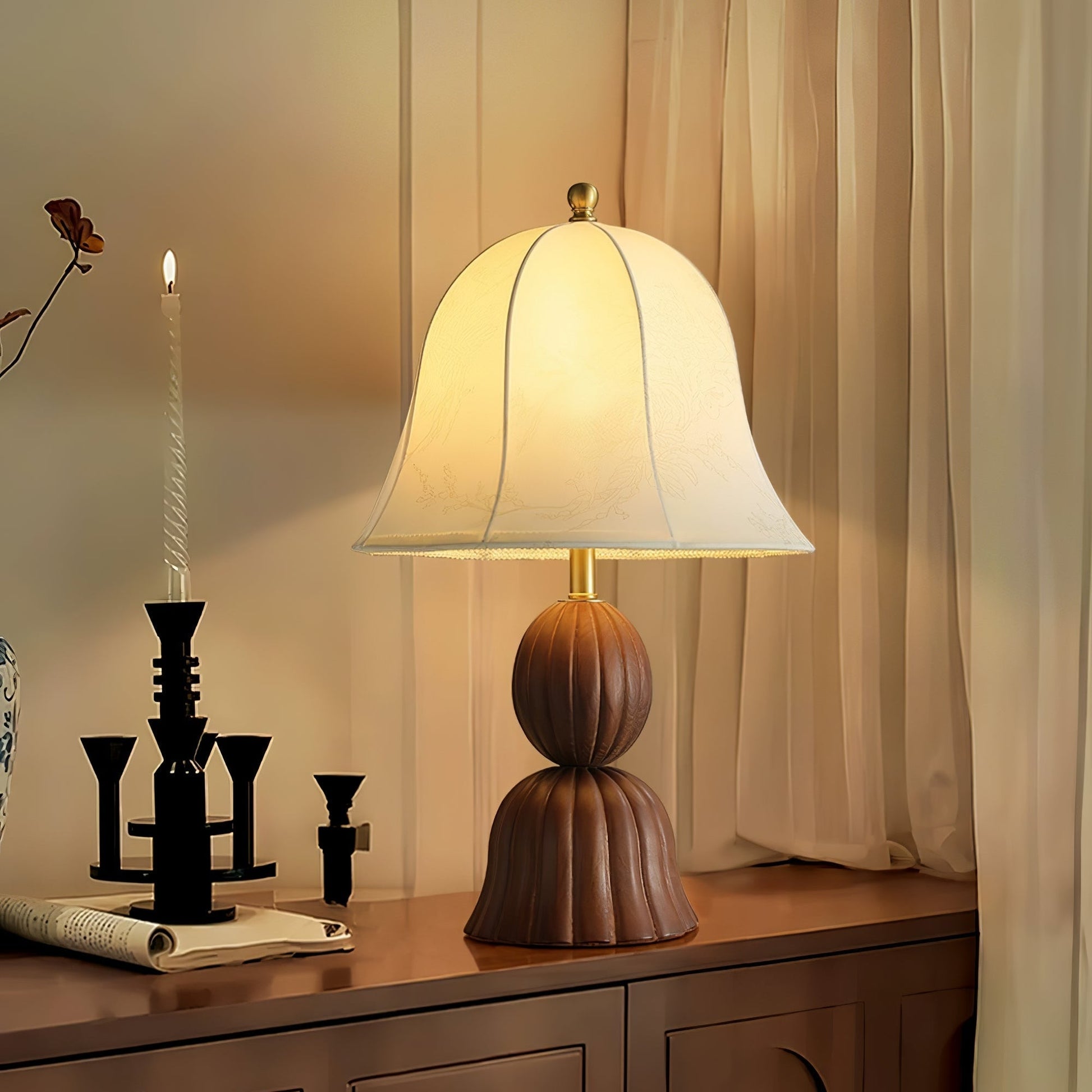 Galenor Fabric Wood Vintage Table Lamp-Neutral Decor