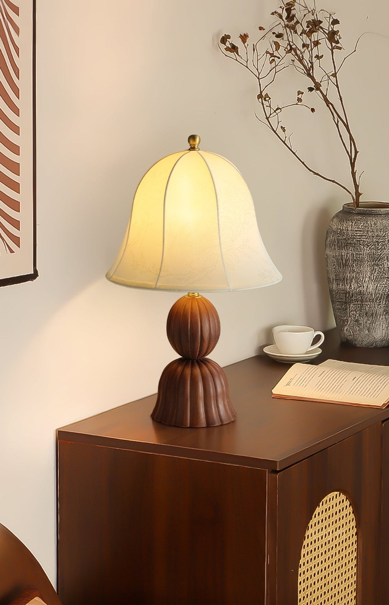 Galenor Fabric Wood Vintage Table Lamp-Neutral Decor